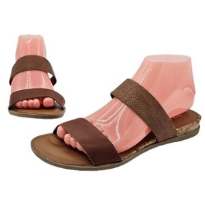 Sun & Stone Womens Easten Slide Sandals Open Toe Double Strap Brown Size 7.5M